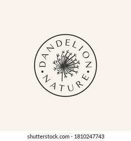 Dandelion Flower Botanical Logotype Stamp Vintage Hipster Illustration Icon Template 