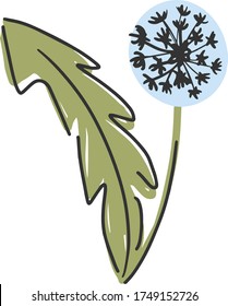 Dandelion flower childish vector illustration. Yellow flowers clip art elements isolated on white background.