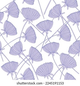 Dandelion flower continuous pattern, red line, easy to change background and flower color, delicate flower drawing, good for wallpaper, wrapping paper, and fabric printing.