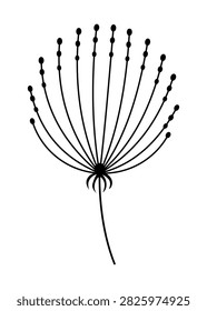 Dandelion flower doodle line icon collection. Hand drawn outline style