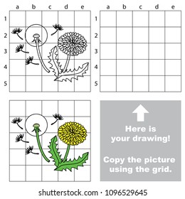 Dandelion Flower, the educational game with simple game level. Copy the picture.