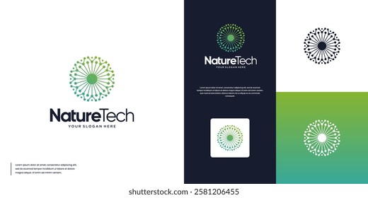 dandelion flower with electric circuit, symbol of smart technology, graphic design inspiration.