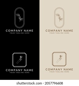 Dandelion Flower in Hand logo vector template. Concept for beauty salon, accessories, fashion, cosmetics.