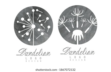 Conjunto de vectores de plantilla de diseño de logotipo de cabeza de flor de Dandelion