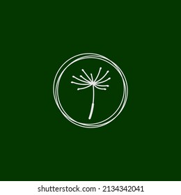 círculo del logo de la flor de dandelion y verde