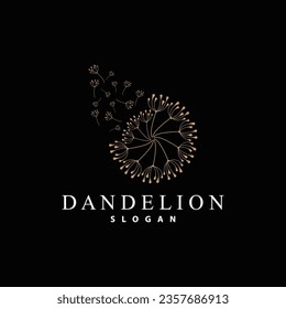 Modelo de logotipo de flor Dandelion Diseño de símbolo de vector simple minimalista