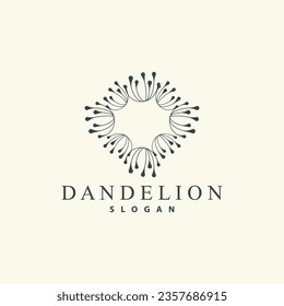 Dandelion Flower Logo Design Simple Vector Minimalist Symbol Template
