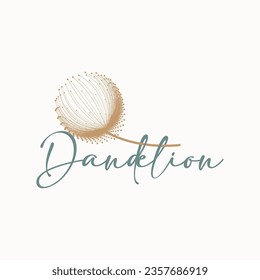Dandelion Flower Logo Design Simple Vector Minimalist Symbol Template