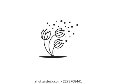 dandelion flower logo design template