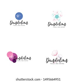 Dandelion Flower Logo Design Vector