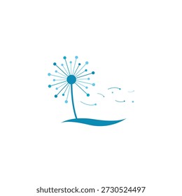 Diseño plano del logotipo de la flor del diente de león