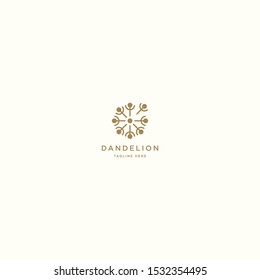 Dandelion Flower Logo Icon Design Template. Elegant, Luxury, Gold, Flower, Premium, Spa, Cosmetic, Boutique, Florist, Fashion, Modern Vector Illustration