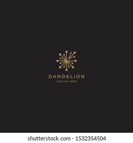 Dandelion Flower Logo Icon Design Template. Elegant, Luxury, Gold, Flower, Premium, Spa, Cosmetic, Boutique, Florist, Fashion, Modern Vector Illustration