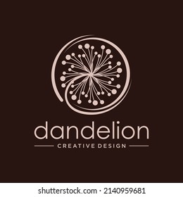 Dandelion Flower Logo Icon Design Template. Elegant, Luxury, Gold, Flower, Premium, Spa, Cosmetic, Boutique, Florist, Fashion, Modern Vector Illustration