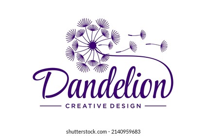 Dandelion Flower Logo Icon Design Template. Elegant, Luxury, Gold, Flower, Premium, Spa, Cosmetic, Boutique, Florist, Fashion, Modern Vector Illustration