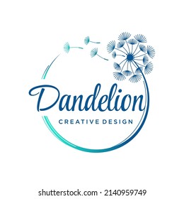 Dandelion Flower Logo Icon Design Template. Elegant, Luxury, Gold, Flower, Premium, Spa, Cosmetic, Boutique, Florist, Fashion, Modern Vector Illustration