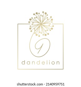 Dandelion Flower Logo Icon Design Template. Elegant, Luxury, Gold, Flower, Premium, Spa, Cosmetic, Boutique, Florist, Fashion, Modern Vector Illustration