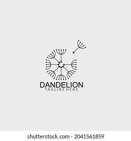 Dandelion flower logo simple creative template on white background. Vector design
