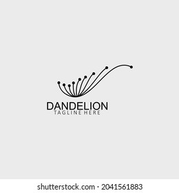 Dandelion flower logo simple creative template on white background. Vector design