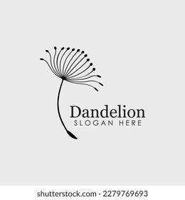 Dandelion flower logo simple creative template on white background 