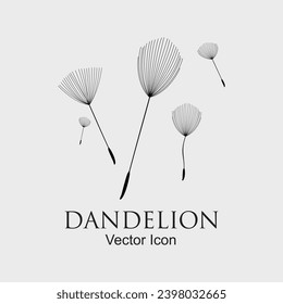 Dandelion flower logo simple creative template on white background . Vector design