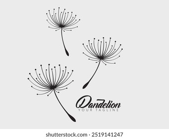 Löwenzahn Blume Logo einfache kreative Vorlage auf weißem Hintergrund. Vektordesign