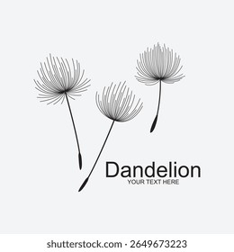 Dandelion flower logo simple creative template on white background 