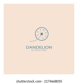 Dandelion flower logo with stem and leaves. Using modern vector concept design symbol icon illustration