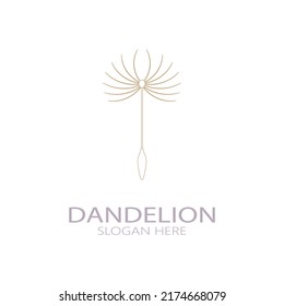 Dandelion flower logo with stem and leaves. Using modern vector concept design symbol icon illustration