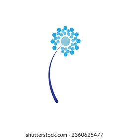 Logo de flor de Dandelion y diseño vectorial de plantilla de símbolo.