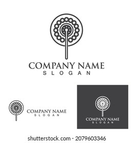 dandelion flower logo and symbol vector 