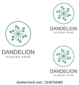 Logo de la flor de Dandelion y diseño vectorial de símbolos