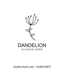 Logo de la flor de Dandelion y diseño vectorial de símbolos