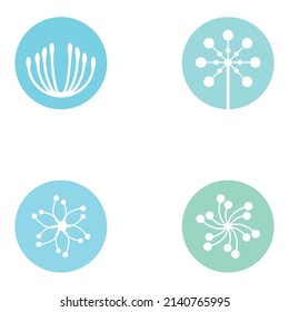 Logo de la flor de Dandelion y diseño vectorial de símbolos