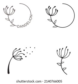 Dandelion flower logo and symbol vector design