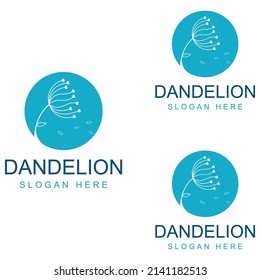 Logo de la flor de Dandelion y diseño vectorial de símbolos