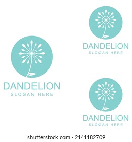 Dandelion flower logo and symbol vector design
