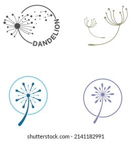 Logo de la flor de Dandelion y diseño vectorial de símbolos