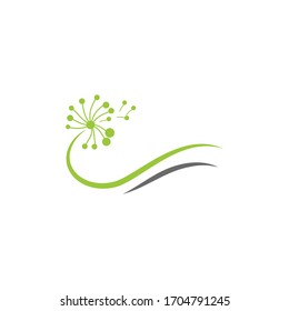 Naturaleza del símbolo vectorial de la plantilla de logotipo de flor de Dandelion