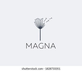 Dandelion flower logo vector illustration. Elegant graceful spa cosmetic boutique concept icon sign logotype.