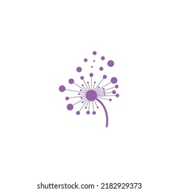 logotipo de flor de dandelion con ilustración vectorial