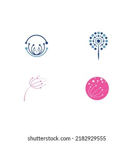 dandelion flower logo with vector illustration