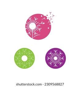 Dandelion flower logo vector and symbol template