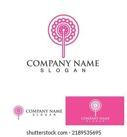 Dandelion flower logo vector template 