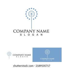 Plantilla vectorial del logotipo de la flor de Dandelion 