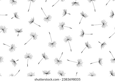 Patrón de flores de Dandelion. Fondo vectorial sin costuras florales. aislado en fondo blanco