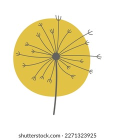 Dandelion flower seed line art Contemporary floral design. Vector illustration