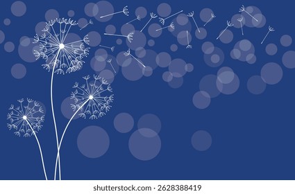 Dandelion flower seeds and Spring background With bokeh , Vector Illustration