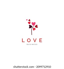 Dandelion flower shape of love icon logo design inspiration