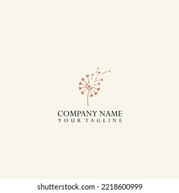 Dandelion flower shape of love icon logo design inspiration